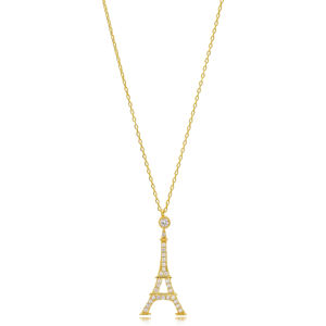Collar de plata de ley 925 con diseño de la Torre Eiffel, joyería de moda hecha a mano, turca, venta al por mayor - Product Image 1