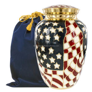 Urne drapeau rouge blanc et bleu avec sac en velours - Product Image 1