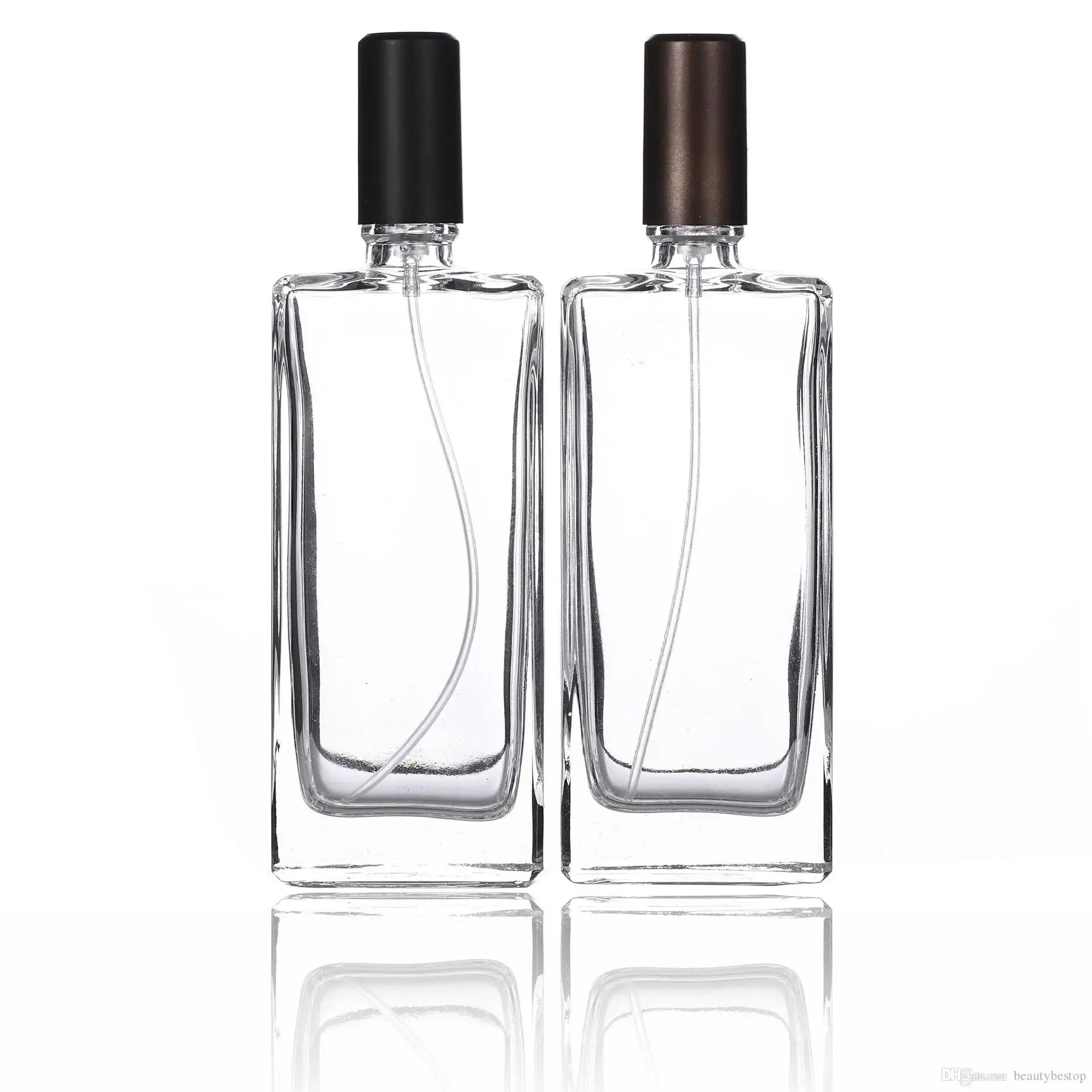 Garrafas personalizadas de perfume, garrafas de perfume de vidro decorativas para embalagem líquida com rolhas recarregáveis, tampa de garrafa spray de vidro