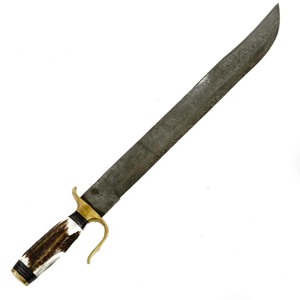 A la moda, hecho a mano, acero de Damasco forjado, punta de lanza vikinga, Pakka, mango de refuerzo de madera, fundas de cuero