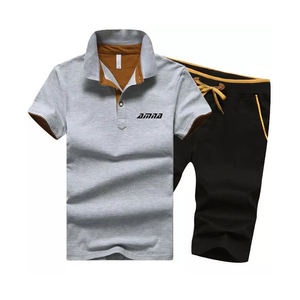 Polos de media manga para hombre, camisas de color marrón con cuello y pantalones cortos de verano, venta al por mayor - Product Image 5