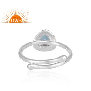 Anillo de GEMA de Topacio Azul, joyería de piedras preciosas, diseño triangular, proveedor de joyería de plata fina 925 sólida - Product Image 4