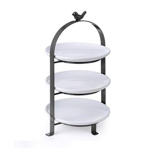 Présentoir de nourriture rond pliable en métal pour décoration de Table de mariage finition noire support d'assiette de cuisine moderne à deux niveaux personnalisé - Product Image 4
