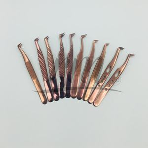 Pince à épiler professionnelle pour cils en acier inoxydable de haute qualité, couleur or rose, logo personnalisable, pointe arrondie pour volume, très vendue - Product Image 4