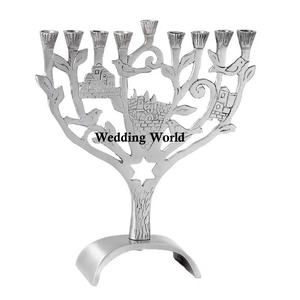 Bougeoir décoratif de luxe en métal fait à la main en gros de créateur Menorah bougeoir de fantaisie en gros fini argent - Product Image 6