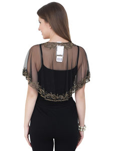 2026 Exclusif Poncho de travail grande taille Broderie de perles rouge et or Fait main Manches longues à mi-longueur Motif uni Imprimé Printemps Automne Hiver - Product Image 6