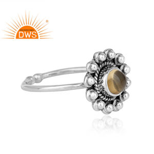 Natural Citrine Gemstone Antique <b>Oxidized</b> Sterling Silver Flower Ring Jewelry Supplier Classic Collection - Product Image 2