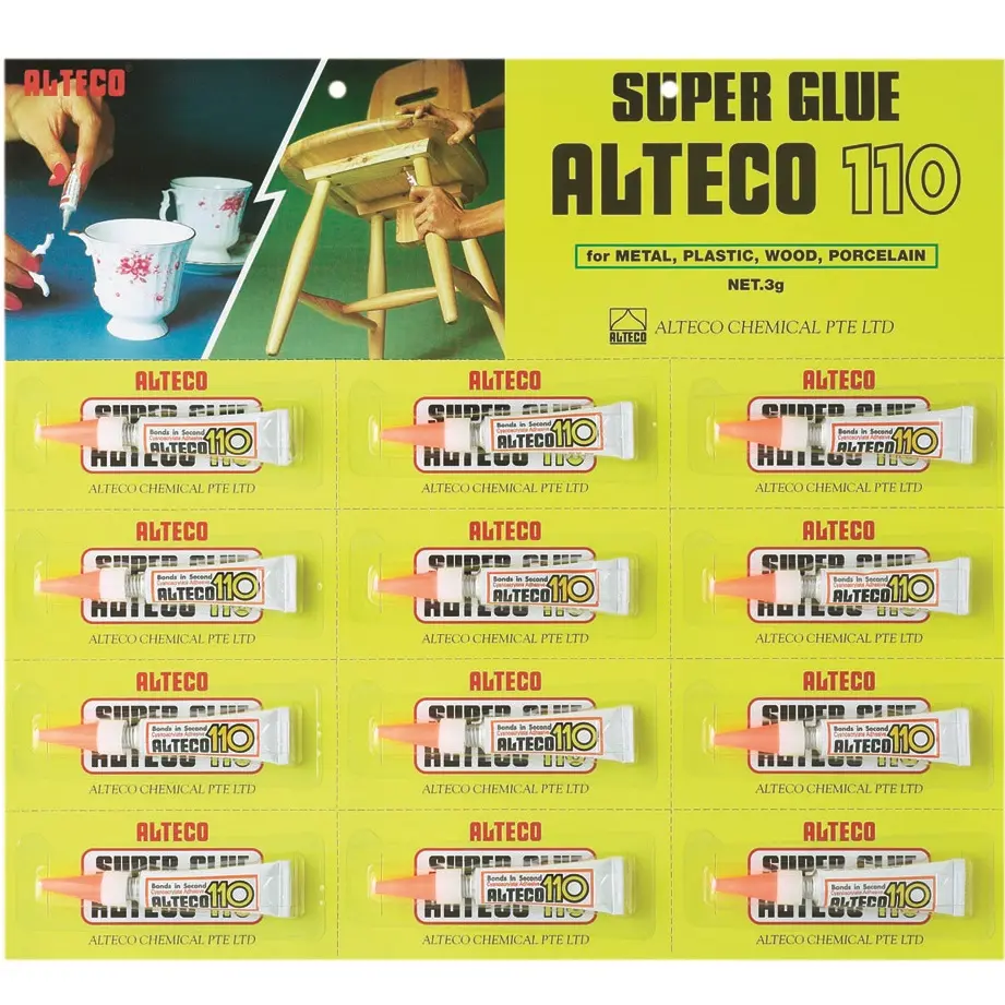Satılık Superglue ALTECO 110 110-12 (3GX12PCS) için uygun Metal, plastik, ahşap ve porselen