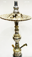 Chicha miniature de luxe Farida en laiton, technique de laque, gravure manuelle complexe, inserts en argent véritable, plateau à bord floral, édition limitée