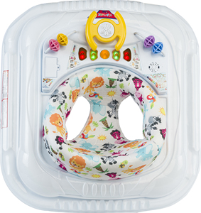 Trotteur pliable portable avec 5 boutons de musique et de lumière Roues pivotantes amusantes et douces Fer et plastique OEM pour la marche et l'apprentissage des enfants - Product Image 2