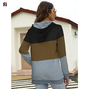 Sudaderas con capucha Sudadera de mujer Patchwork multicolor Logotipo de marca personalizado Impresión/Bordado Tela de lana de algodón - Product Image 6