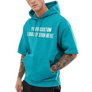 Sweat-shirt à capuche à manches courtes pour homme, logo personnalisé, décontracté, sport, Streetwear, design your own hoodies - Product Image 2