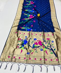 Banarasi — robe de soirée complète pour femmes, vêtement de styliste, broderie lourde de couleur grise, en perles et en diamant, sari, chemisier, pour dames - Product Image 5