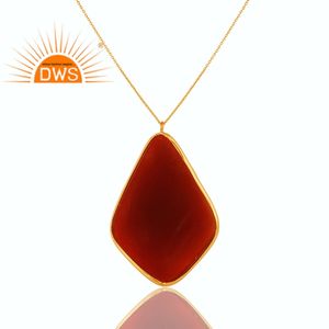 Pendentif en onyx rouge serti dans un cadre, bijoux plaqués or indien, argent 925, pendentif pour femme, collier, fournisseur de bijoux, collection classique - Product Image 2