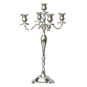 Candelabro de Metal de Alta Calidad con Acabado Plateado, 5 Brazos, para Decoración de Interiores y Exteriores, Bodas y Fiestas - Product Image 1