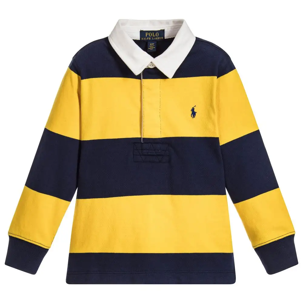 Long-sleeve Turn-down Collar Export Oriented Polo T-Shirt For Baby Boy From Bangladesh