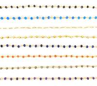 Chaîne de chapelet enroulée en fil de quartz hydro calcédoine plaqué or, composants et résultats de bijoux multicolores