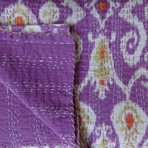 Indische Ikat Kantha Quilts Groothandel, Handgemaakte Designer Gooi 100% Katoen India