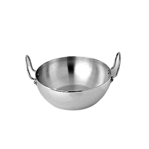 Hecho a mano de aluminio de color plateado para cocinar alimentos Cocina Kadai Calidad superior Forma redonda Kadai a un precio asequible - Product Image 6