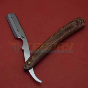 Straight Edge Barber <b>Razor</b> with Wooden Handle Stainless Steel Folding <b>Razor</b> with 10 Free <b>Single</b> <b>Blades</b> - Product Image 2