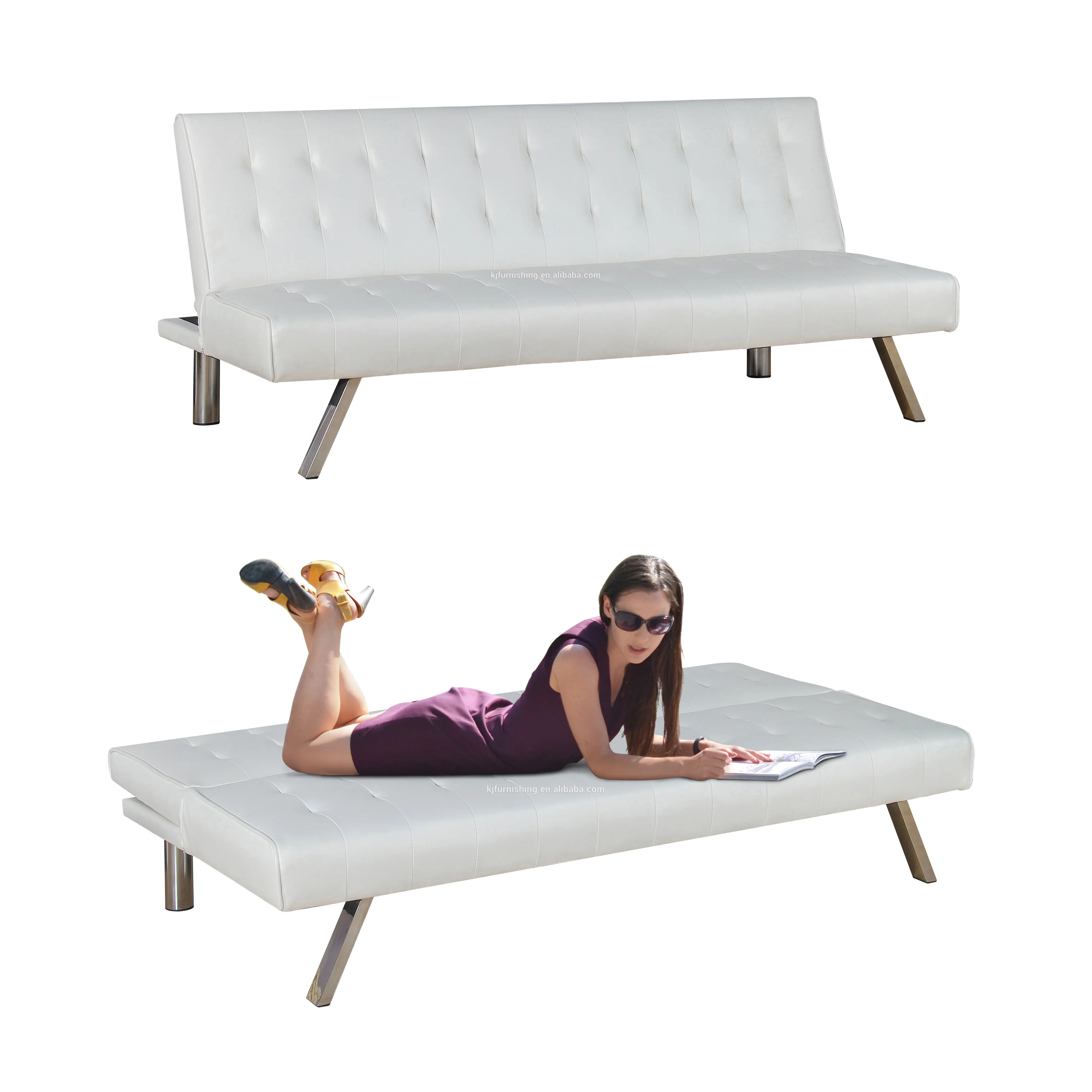 Einfaches Design Stoff Futon Sofa Cum Bed Folding Moderne Wohnzimmer möbel Sleeper Schlafs ofa