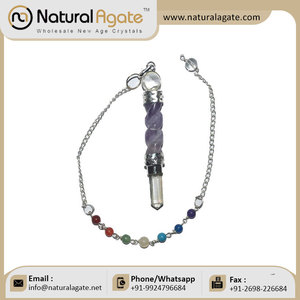 Améthyste 7 Chakra Collé Spirale Chakra Pendule Sculpté Style Feng Shui Agate Gemstone Exportation en Vrac - Product Image 6