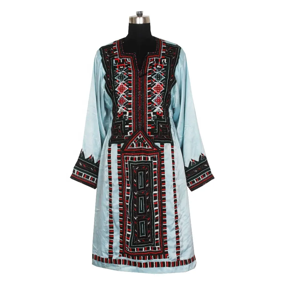Nyata Wanita Memakai Farsi Kuchi Dress - Floral Dicetak Kuchi Top/Tunik/Kurta-Handmade BDR050