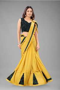 Les femmes portent sari imprimé brodé + chemisier dernière mode indienne dames pas cher bas prix saris fête porter mariage indien vêtement - Product Image 5