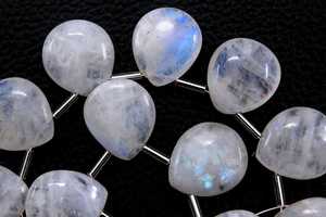 16-Piece AAA Grade Natural Rainbow Moonstone Briolette Beads White Fire Smooth Pear Shape Semiprecious <b>Stone</b> Wholesale - Product Image 5