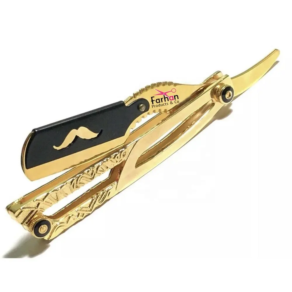 Đầy Đủ Vàng MATED Single Blade Straight Razor Barber Straight Cạo Razor Cho Người Đàn Ông