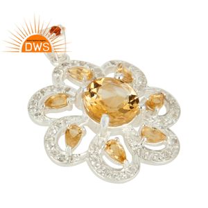 Anillo de plata fina con gema de topacio citrino para mujer, joyería con diseño Floral, venta al por mayor, fabricante - Product Image 2