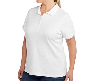 Wholesale Cotton women Solid Embroidery Short Sleeve Polo Shirt - Product Image 5