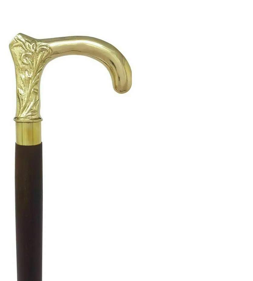 真鍮ダービーハンドル快適な木製ステッキプレミアム品質杖