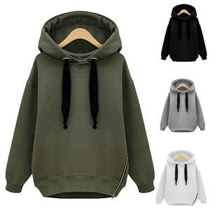 Sweat-shirt à capuche OEM pour femme, style décontracté, patchwork, coupe ajustée, chaud, long, pour l'hiver et le printemps - Product Image 1