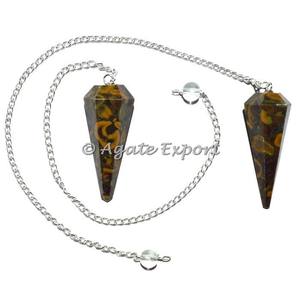 Pendule à facettes en pierre naturelle semi-précieuses, 6mm, jaspe, vente en gros - Product Image 1