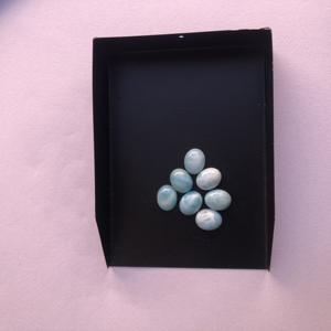 หินลาริมาร์ธรรมชาติขนาด8มม. 10มม. เรียบหลังทรงวงรีทรงหลวมสำหรับทำเครื่องประดับสร้อยคอต่างหูจี้ - Product Image 1