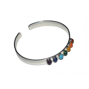 Buy Online Silver Brass Metal 7 Chakra Stone <b>Bracelets</b> : Silver Brass Metal 7 Chakra Stone <b>Bracelets</b> for Sale - Product Image 1