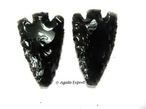 หินกึ่งมีค่างานฝีมือหัวลูกศรสีดำออบซิเดียน2นิ้ว - Product Image 4