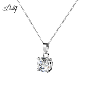 Premium gioielli in cristallo austriaco argento Sterling/ottone scintillante singola pietra dolce ciondolo <span class=keywords><strong>collana</strong></span> gioielli Destiny - Product Image 2