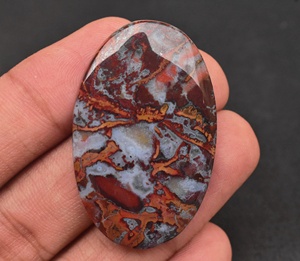 Cabochon en mousse d'agate rouge d'indonése, pierre précieuse pour la fabrication de bijoux, vente en gros, 15 cm - Product Image 2