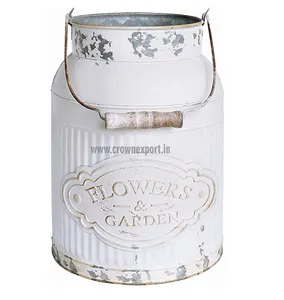 Top Quality Rustic Bucket & Planters Milk Can With Handle Water Storing Planters Indoor/Outdoor Pots Garden Decor Table Planters