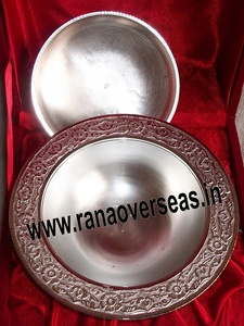 Silver Plated Brass Bowl with Embossed Design for <b>Weddings</b> Christmas & <b>Anniversaries</b> Metal Tableware - Product Image 2