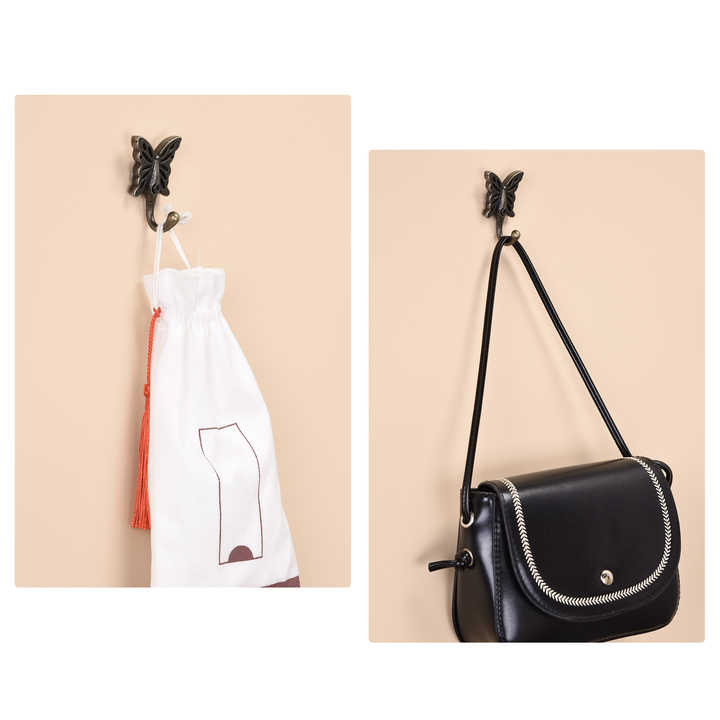 2.28" Length Metal Butterfly Shape Wall Mount Rustproof Clothes Towel Coat Hook Wall Mounted Square Toilet Kitchen Heavy Duty