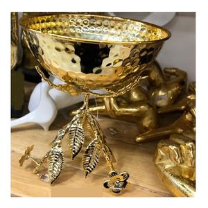 Bol à nourriture en laiton au design unique, forme ronde, couleur or, bol décoratif pour la nourriture à prix abordable - Product Image 3