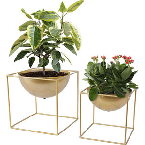 Juego de 2 jardineras de Metal martilladas con soporte para interior y exterior, decorativas, baratas, en venta - Product Image 6