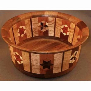 Bol de service émaillé en bois imprimé pour la cuisine - Product Image 2