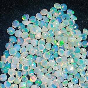 Gema de ópalo Natural Etíope para fabricación de joyas, Gema facetada de corte redondo calibrado, Tamaño 7x7mm, venta al por mayor - Product Image 3