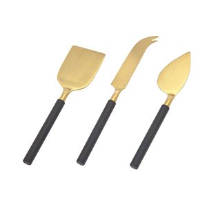Top Trendy Metal <b>Cheese</b> <b>Set</b> Cake Server in Golden Finished With Black Touched Handle for Kitchen Use & Cake Serving - Product Image 2
