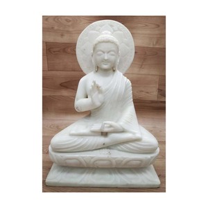Marbre blanc Bouddha Statue - Product Image 1