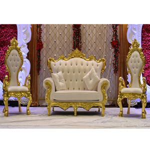 Ensemble de meubles or et ivoire pour mariage royal, chaise et canapé pour trône de mariage asiatique, ensemble de meubles confortables pour trône, mariage en Australie - Product Image 1